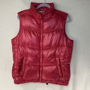 Columbia Womens Large Down Puffer Pink Embroidered Full Zip Vest Winter